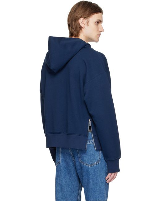 Wooyoungmi Blue Embroidered Hoodie for men