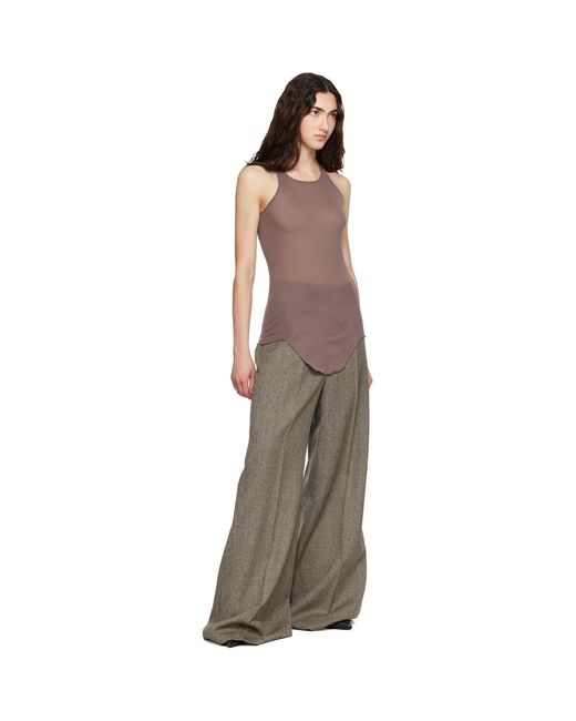 Rick Owens Brown Tower Wide Tailored Trousers