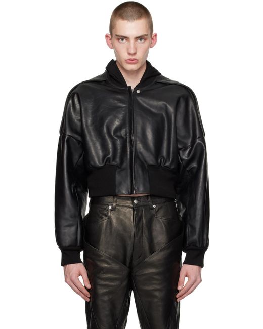 Rick Owens Black Flight Leather Jacket for men