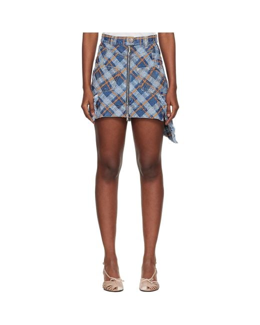 Vivienne Westwood Blue Tartan Sailor Denim Miniskirt