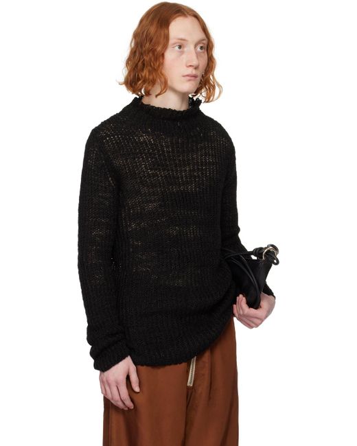 Col roulé noir en tricot côtelé Dries Van Noten pour homme en coloris Black
