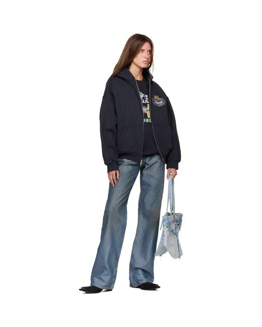 Rhude Black Safari Crest' Zip-Up Hoodie