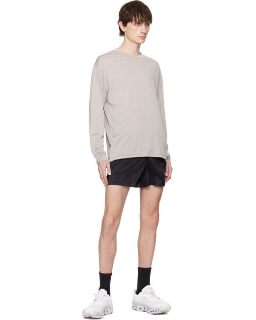 メンズ Satisfy ベージュ Auralite ロング Tシャツ Black
