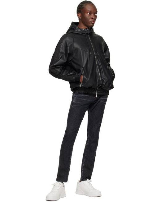 Dsqua2 blouson de survêtement swag noir en cuir synthétique à panneaux DSquared² pour homme en coloris Black