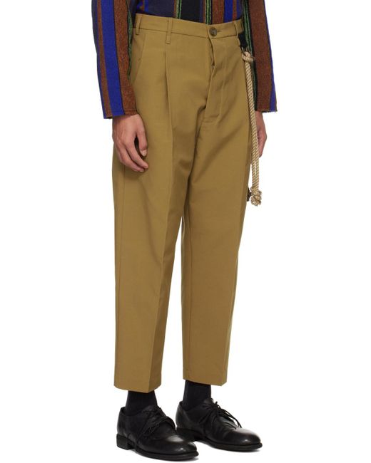 Song For The Mute Natural Tan Pleated Trousers for men