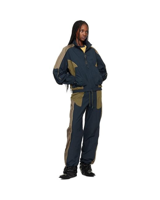 ANDERSSON BELL Blue Khaki Color Block Nylon Track Jacket