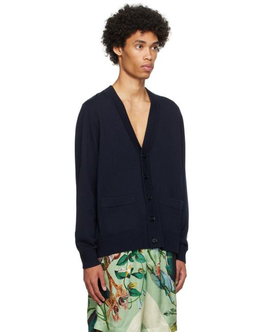 Dries Van Noten Blue Navy Loose-fit Cardigan for men