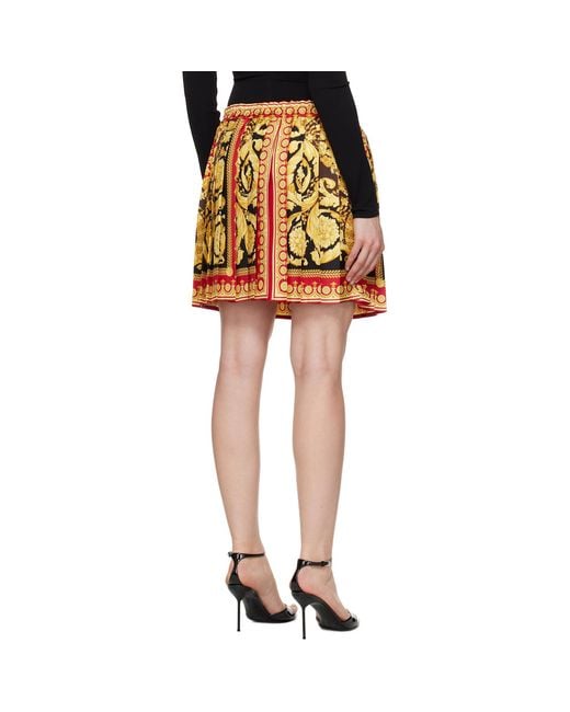 Versace Yellow Barocco 92 Foulard Silk Miniskirt