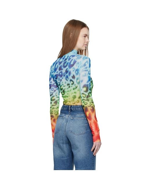 Casablanca Blue Long Sleeve Printed Mesh T-Shirt
