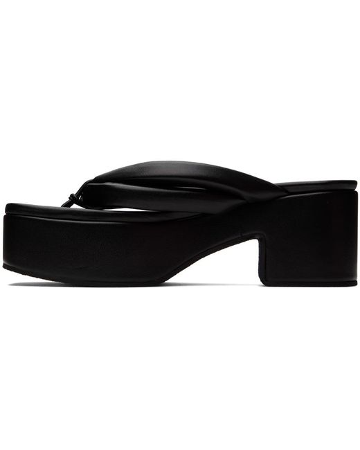 Dries Van Noten Black Padded Leather Heeled Sandals