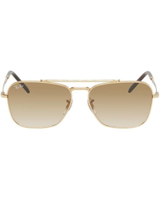 Ray-Ban Black Gold New Caravan Sunglasses for men