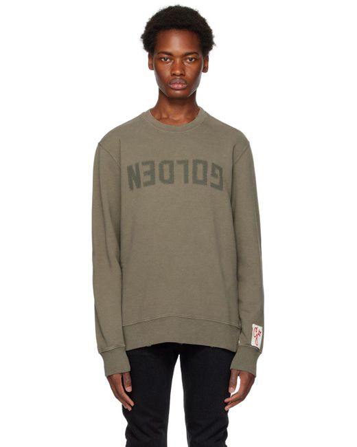 Golden Goose Khaki Distressed Sweatshirt in Black for Men | Lyst