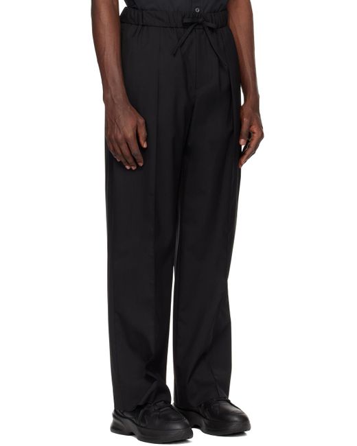 Wooyoungmi Black Drawstring Trousers for men