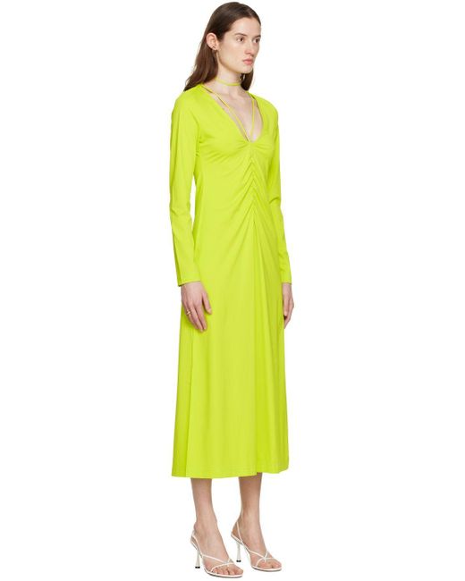 Saks Potts Green Nikola Midi Dress in Yellow | Lyst