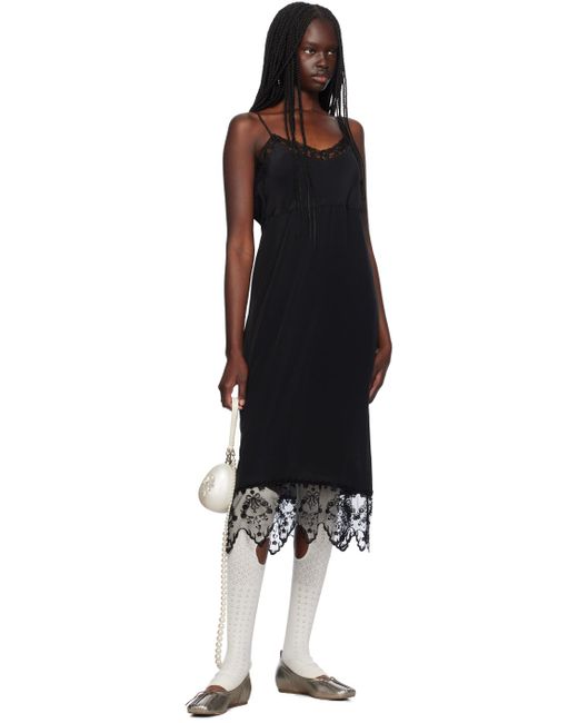 Simone Rocha Black Deep Lace Trim Slip Dress