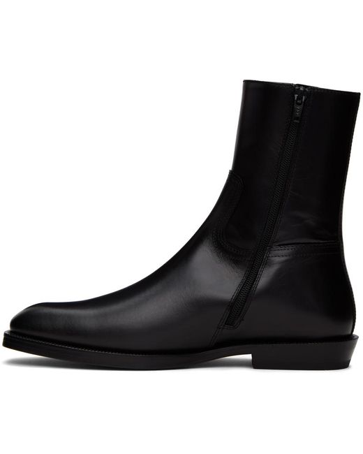 Dries Van Noten Black Leather Boots for men