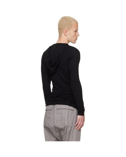 Rick Owens Black Tower Rib Ls Hoodie for men