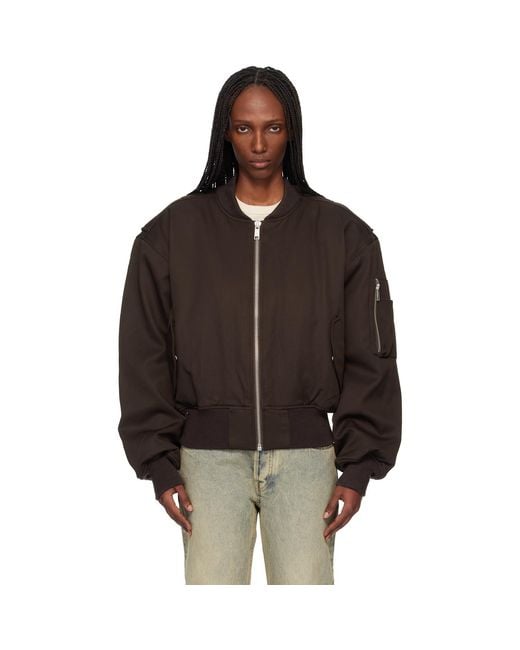 Entire studios Black Cropped Broad Suiting Bomber Jacket