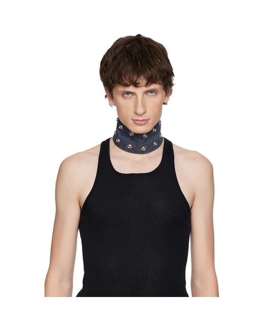 Rick Owens Concordians Strobe Neck Band Choker in Blue for Men