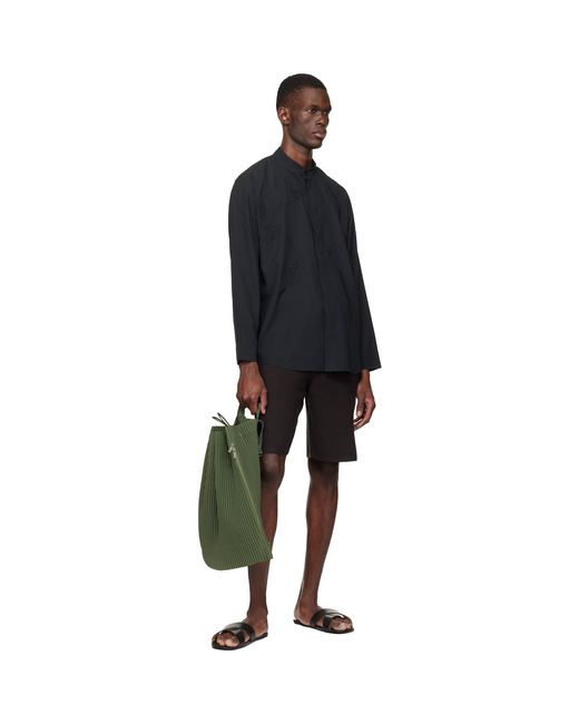Homme Plissé Issey Miyake Black Embroidery Press Shirt for men