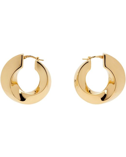 Bottega Veneta Black Gold Twist Hoop Earrings
