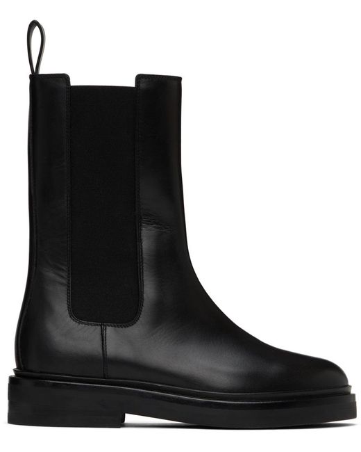 LEGRES Black Leather Chelsea Boots