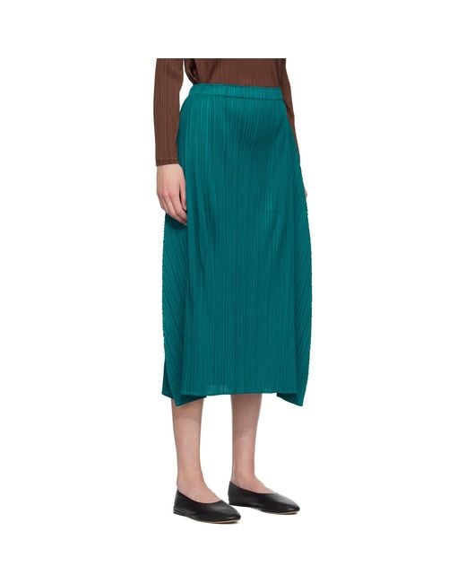 Pleats Please Issey Miyake Blue Monthly Colors October Maxi Skirt