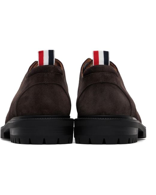 Thom Browne Black Calf Suede Commando Sole Derbys for men