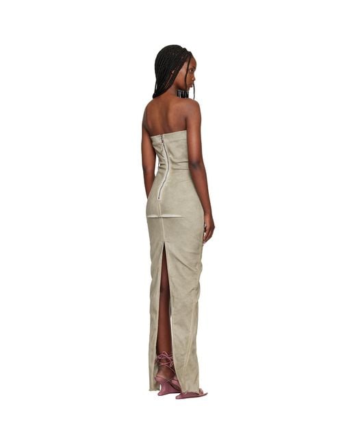 Rick Owens Black Taupe Temple Sliced Bustier Denim Maxi Dress