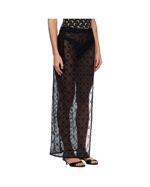 MARINE SERRE Black Moonogram Meshflock Cover-Up Skirt