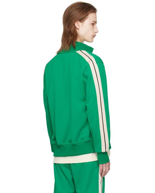 Palm Angels Green Striped Track Jacket for men