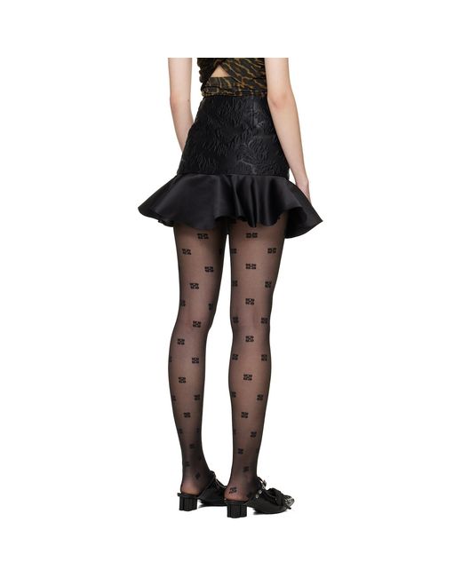Ganni Black Satin Cloque Miniskirt