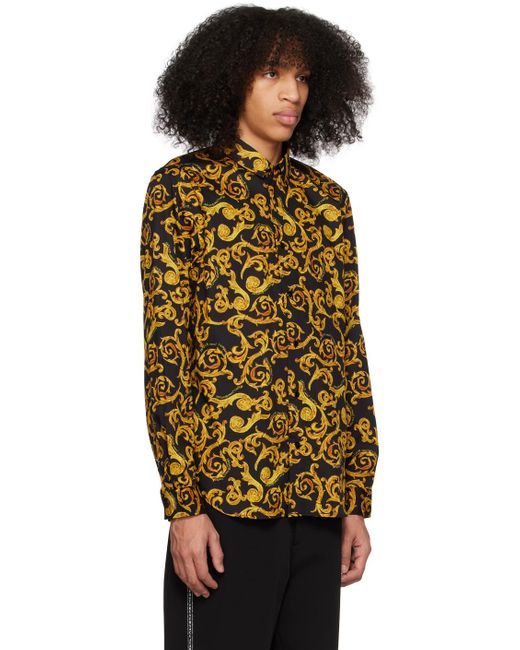 Versace Jeans Couture Black & Gold Sketch Couture Shirt in Orange for Men |  Lyst Australia