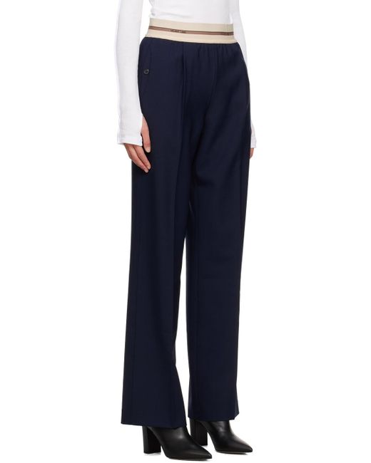 Helmut Lang Blue Navy Wide-leg Trousers