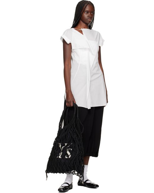 Y's Yohji Yamamoto ブラック ポリエステル コード ロゴ ニット トートバッグ Black