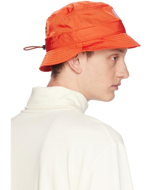 Heron Preston White Orange 'hpny' Bucket Hat for men