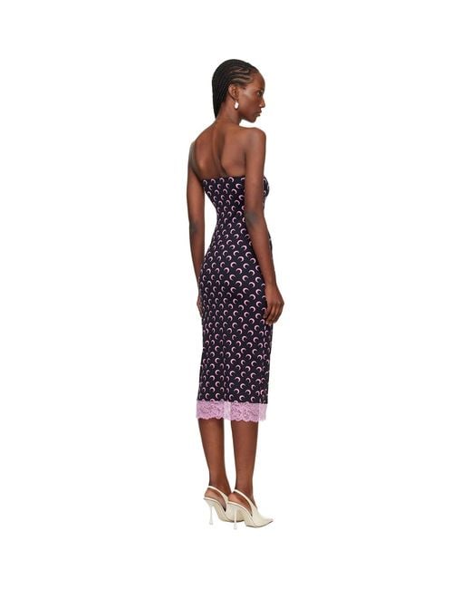 MARINE SERRE Black Recycled Moon Jersey Bustier Midi Dress