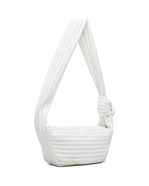 Issey Miyake White Off- Linear Knit 58 Bag