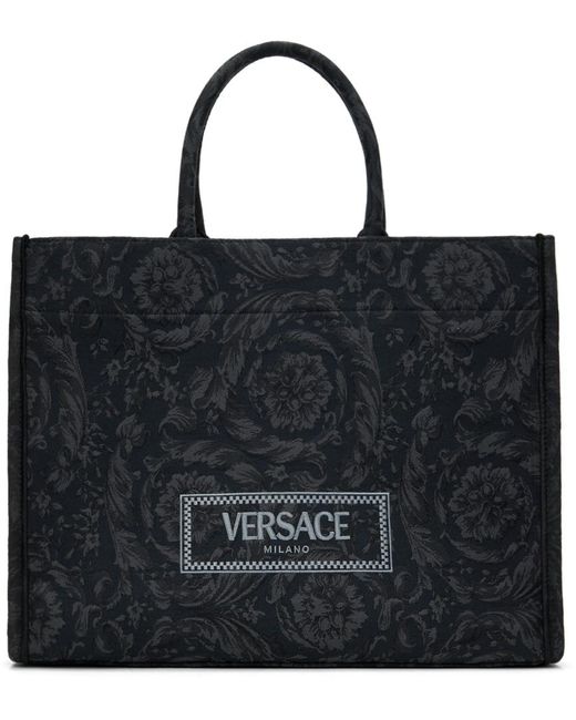 メンズ Versace ラージ バロッコ Athena トートバッグ Black