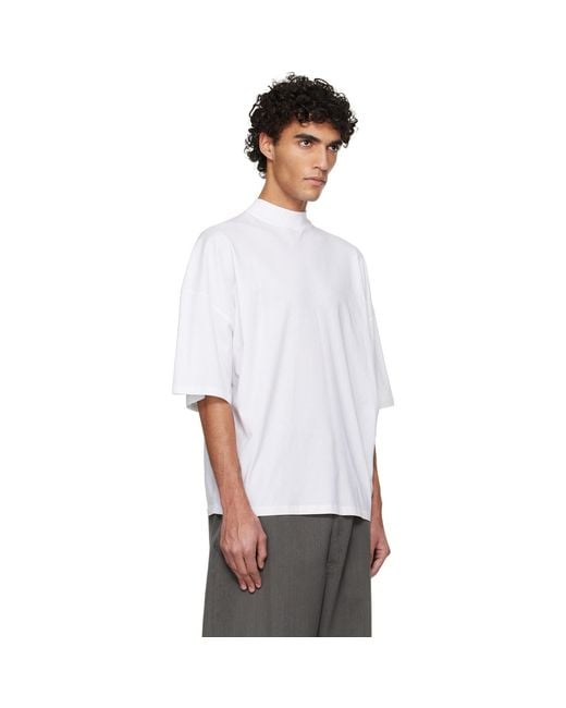 Jil Sander White Cotton Mock-Neck T-Shirt for men