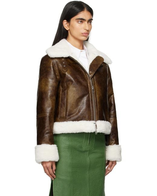 Stand Studio Green Off- Lorelle Faux-Shearling Jacket