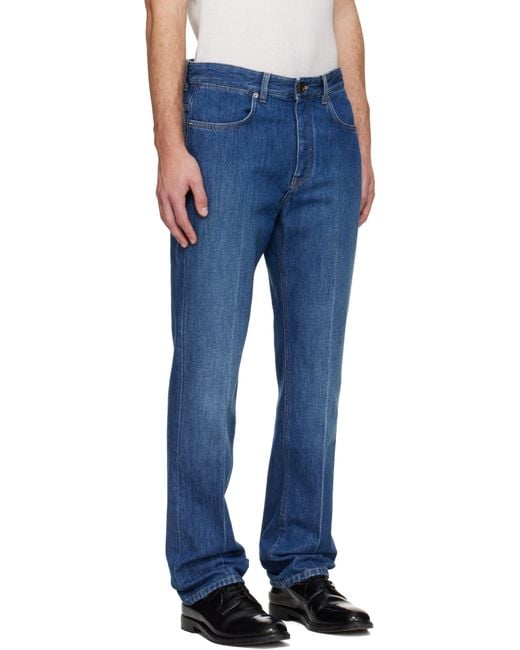 Givenchy Blue Straight Fit Shadow Washed Jeans for men