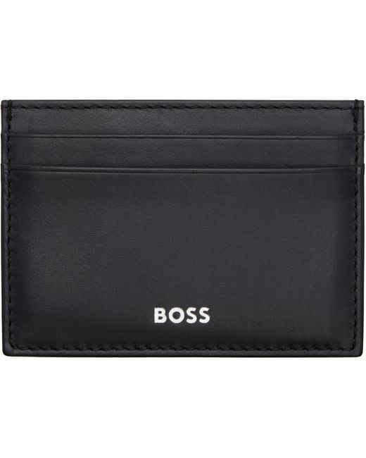 Boss Black Buffed Leather Card Holder for men