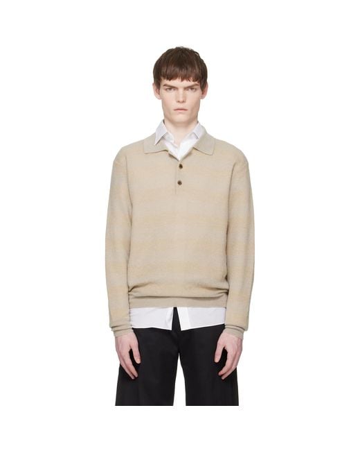 Ssstein Natural Knit Stripe Ls Polo for men