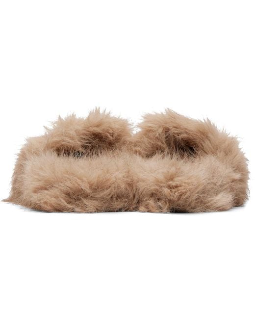 Balenciaga Brown Furry Slides