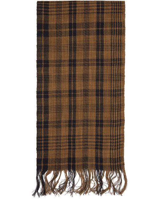 Margaret Howell Tan & Black Linen Check Scarf for Men | Lyst
