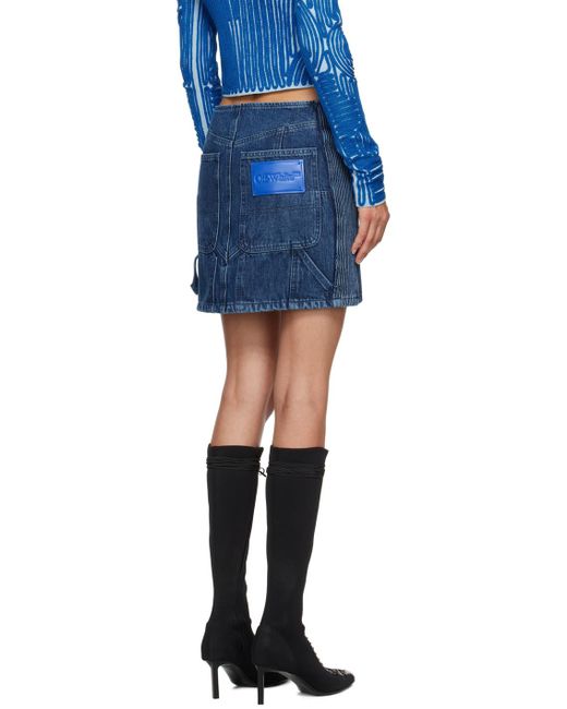 Off-White c/o Virgil Abloh Off- ブルー Motorcycle Hole デニム ミニスカート Blue