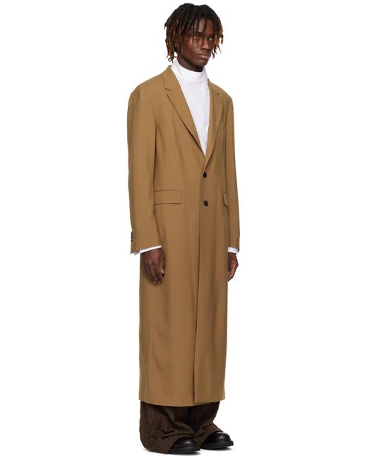 Dries Van Noten Black Tan Wool & Mohair Coat for men