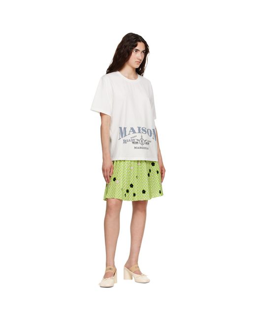 MM6 by Maison Margiela White Off- Printed T-Shirt