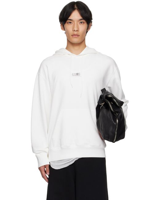 Pull À Capuche Blanc Cassé À Écusson À Logo MM6 by Maison Martin Margiela pour homme en coloris White